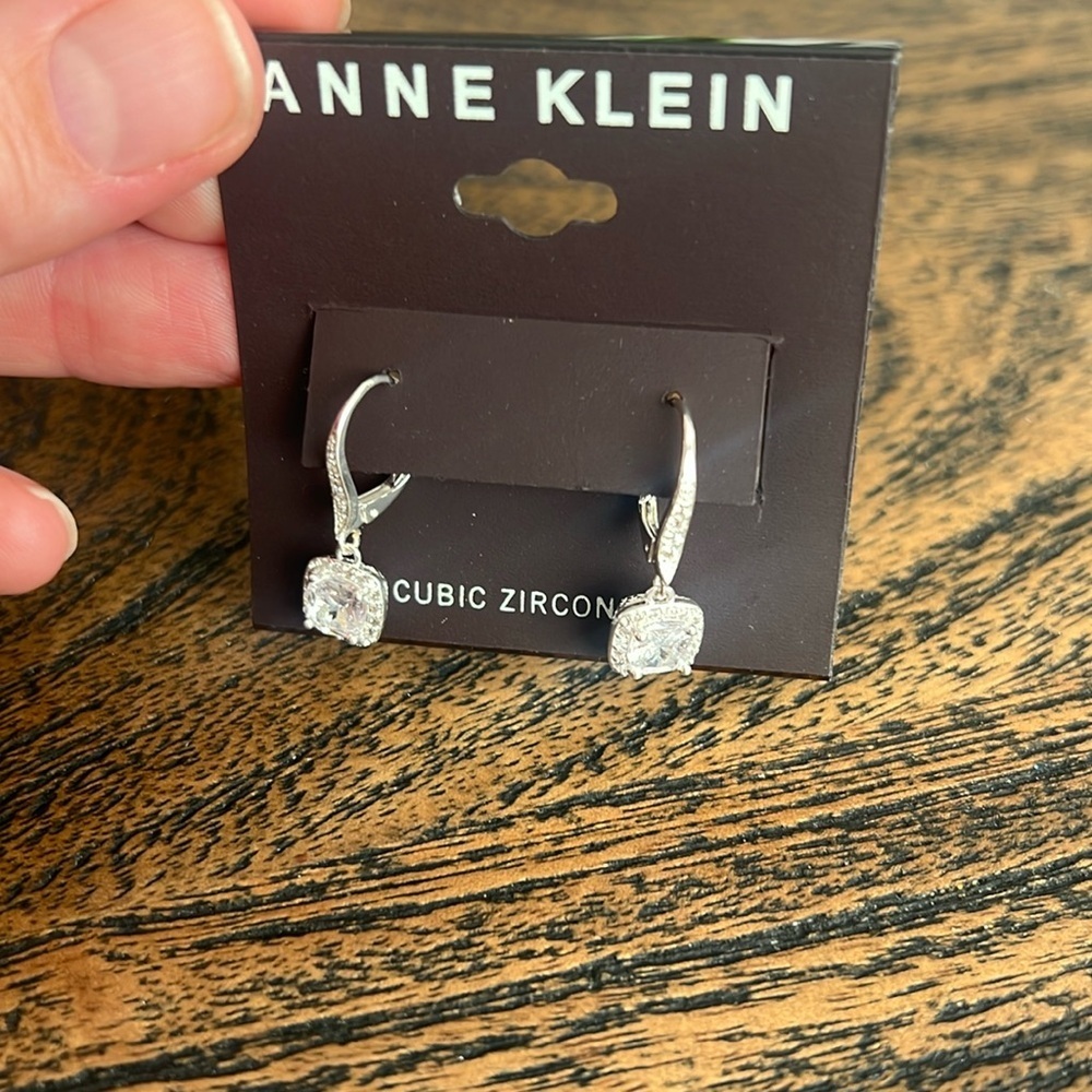 - Ann Klein cubic zirconia dangle earrings - Picture 2 of 5